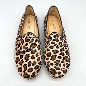 Charix Womens 39 8.5 Leopard Calf Hair Artisan SlipOn Loafers Turkish Shoe Flats